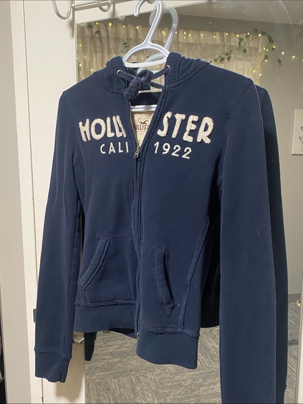 Y2K Vintage Navy Hollister Zip Hoodie XS
